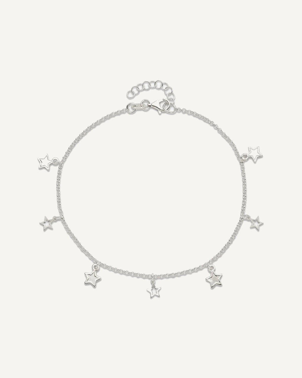 Sterling Silver Stars 9 inch Plus 1 inch Extender - Total 10 inch Anklet – View 5