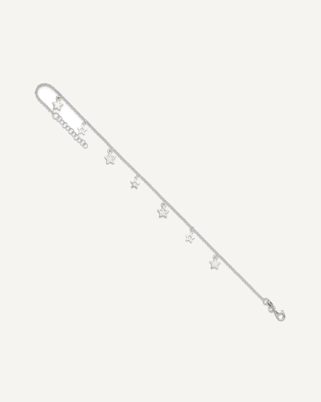 Sterling Silver Stars 9 inch Plus 1 inch Extender - Total 10 inch Anklet – View 7
