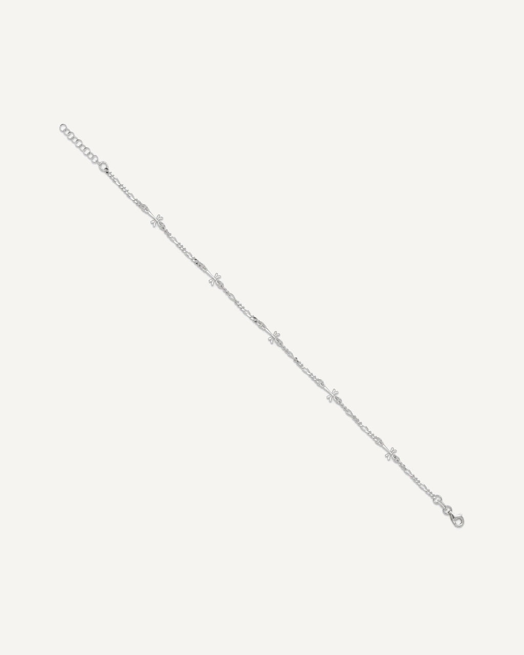 Sterling Silver Dragonflies 8 inch Plus 1 inch Extender - Total 9 inch Anklet – View 3