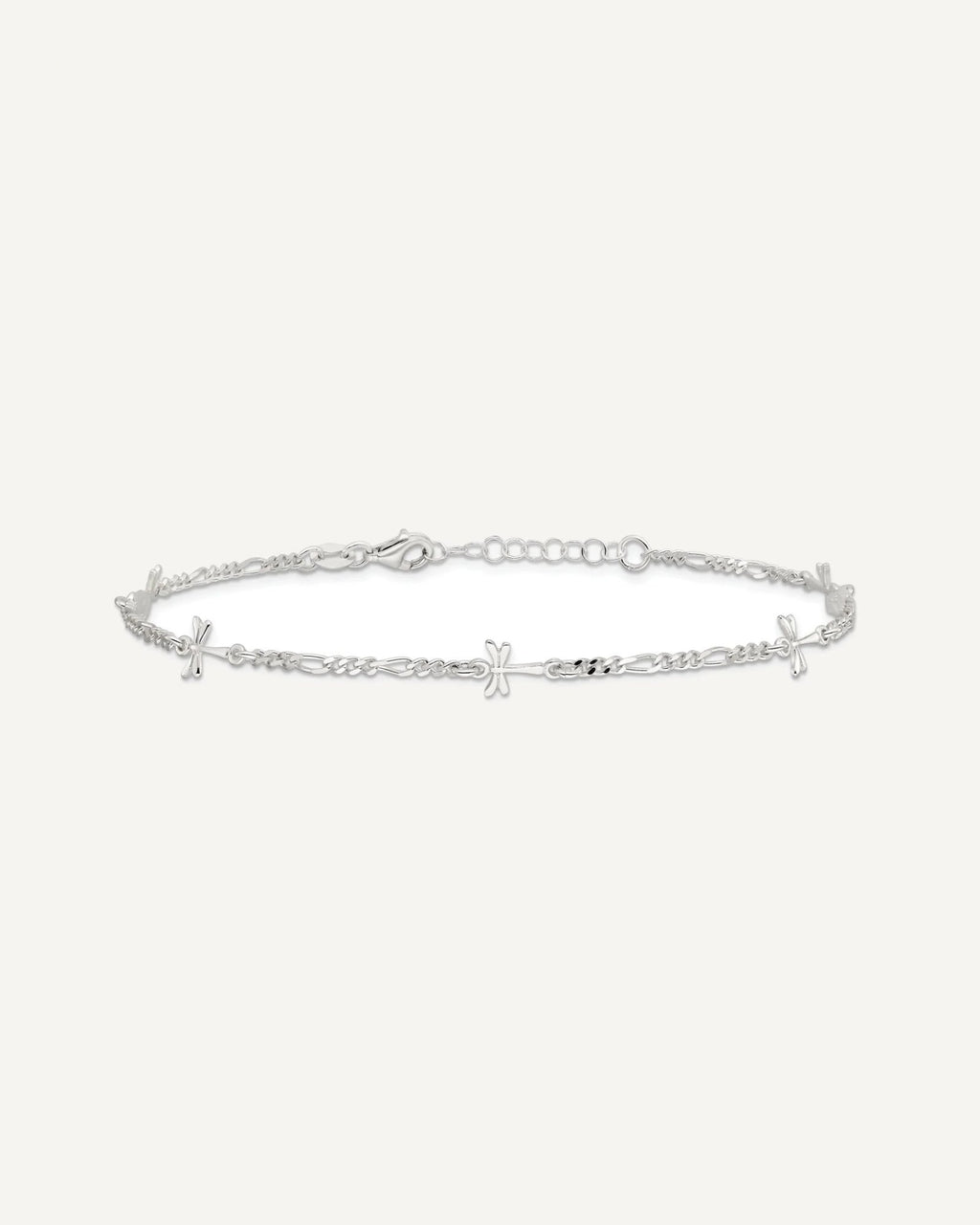 Sterling Silver Dragonflies 8 inch Plus 1 inch Extender - Total 9 inch Anklet – View 4