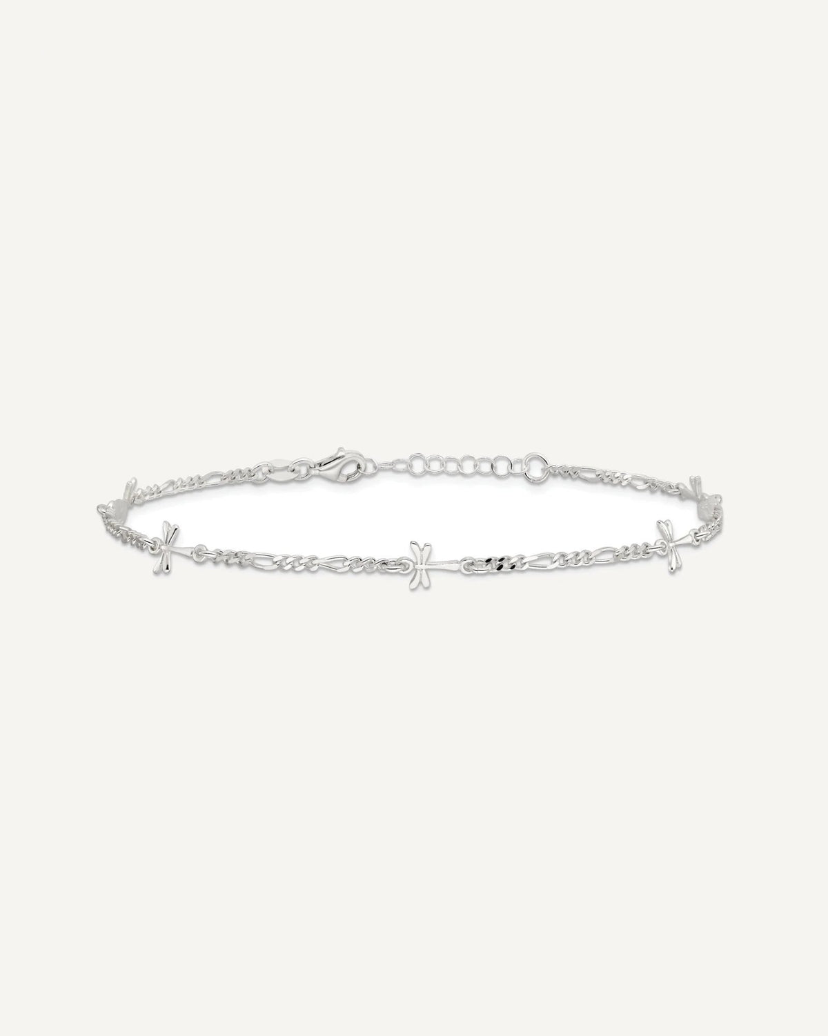 Sterling Silver Dragonflies 8 inch Plus 1 inch Extender - Total 9 inch Anklet – View 4