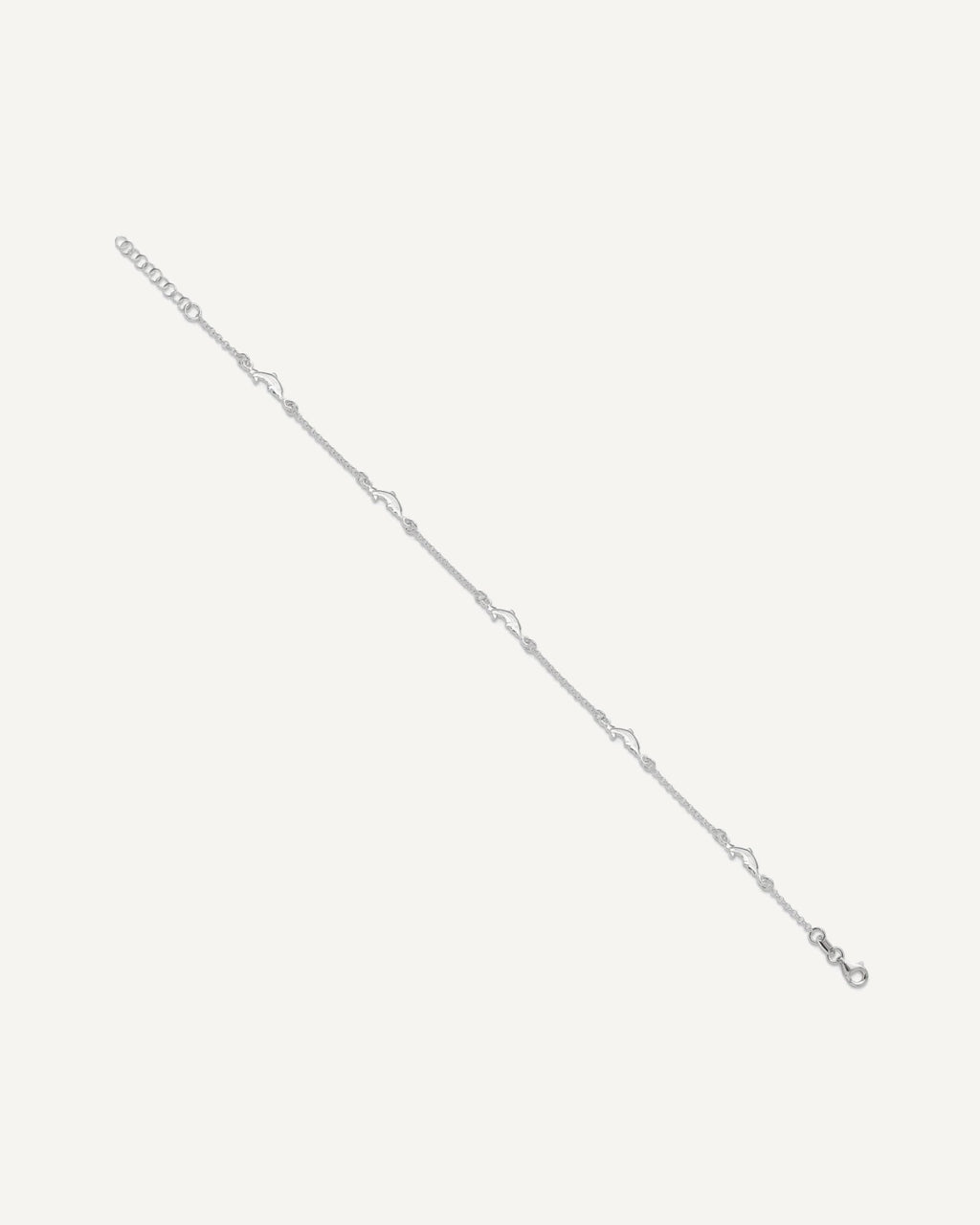 Sterling Silver Dolphin 5-Station 9 inch Plus 1 inch Extender - Total 10 inch Anklet – View 3