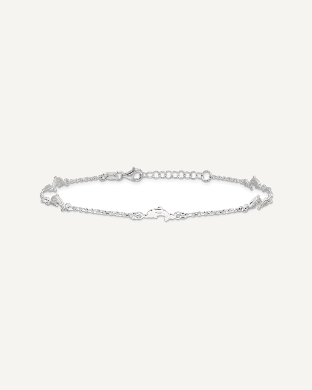 Sterling Silver Dolphin 5-Station 9 inch Plus 1 inch Extender - Total 10 inch Anklet – View 4