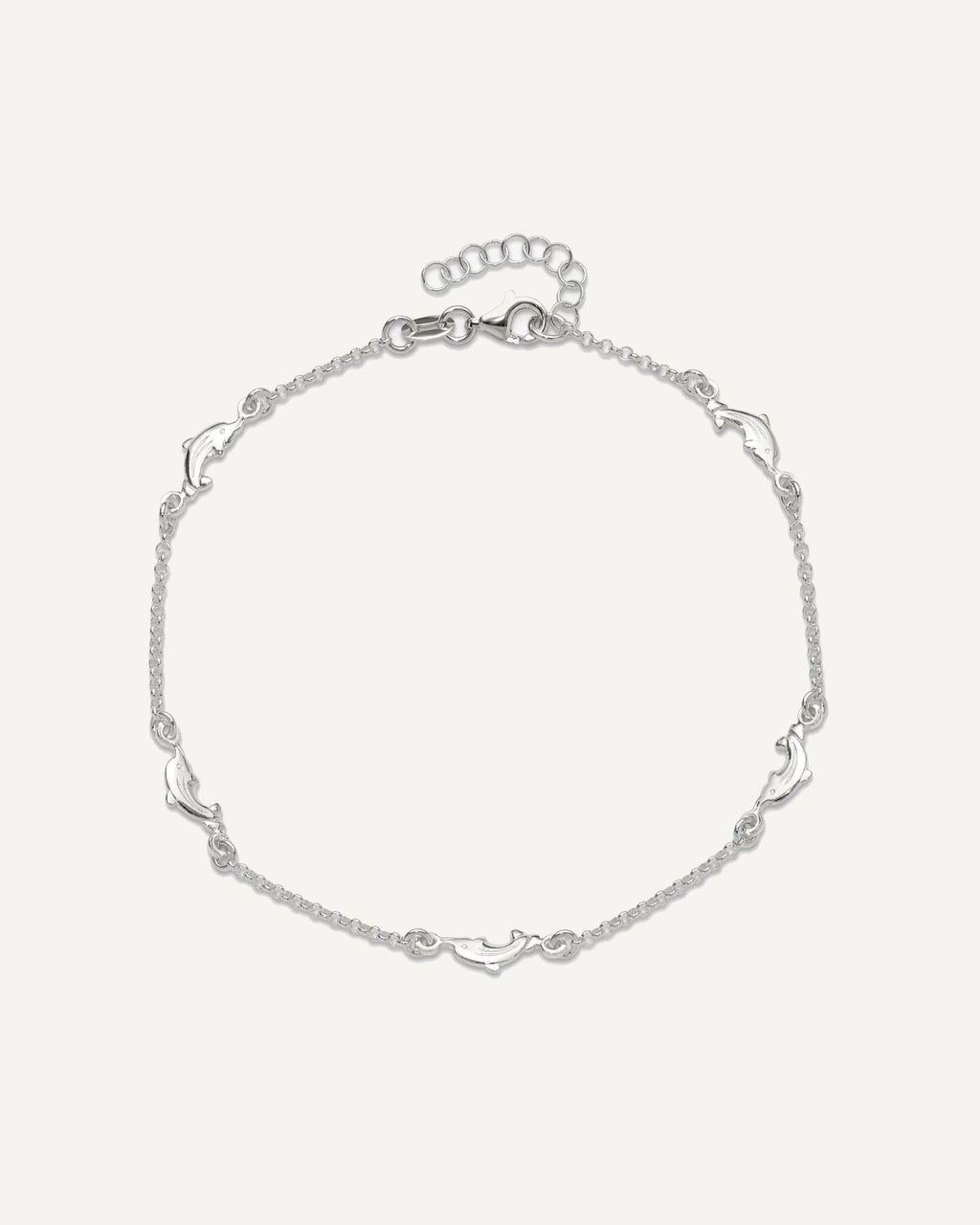 Sterling Silver Dolphin 5-Station 9 inch Plus 1 inch Extender - Total 10 inch Anklet – View 6