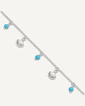 Sterling Silver Shells and Aqua Beads 9 inch Plus 1 inch Extender - Total 10 inch Anklet – View 1