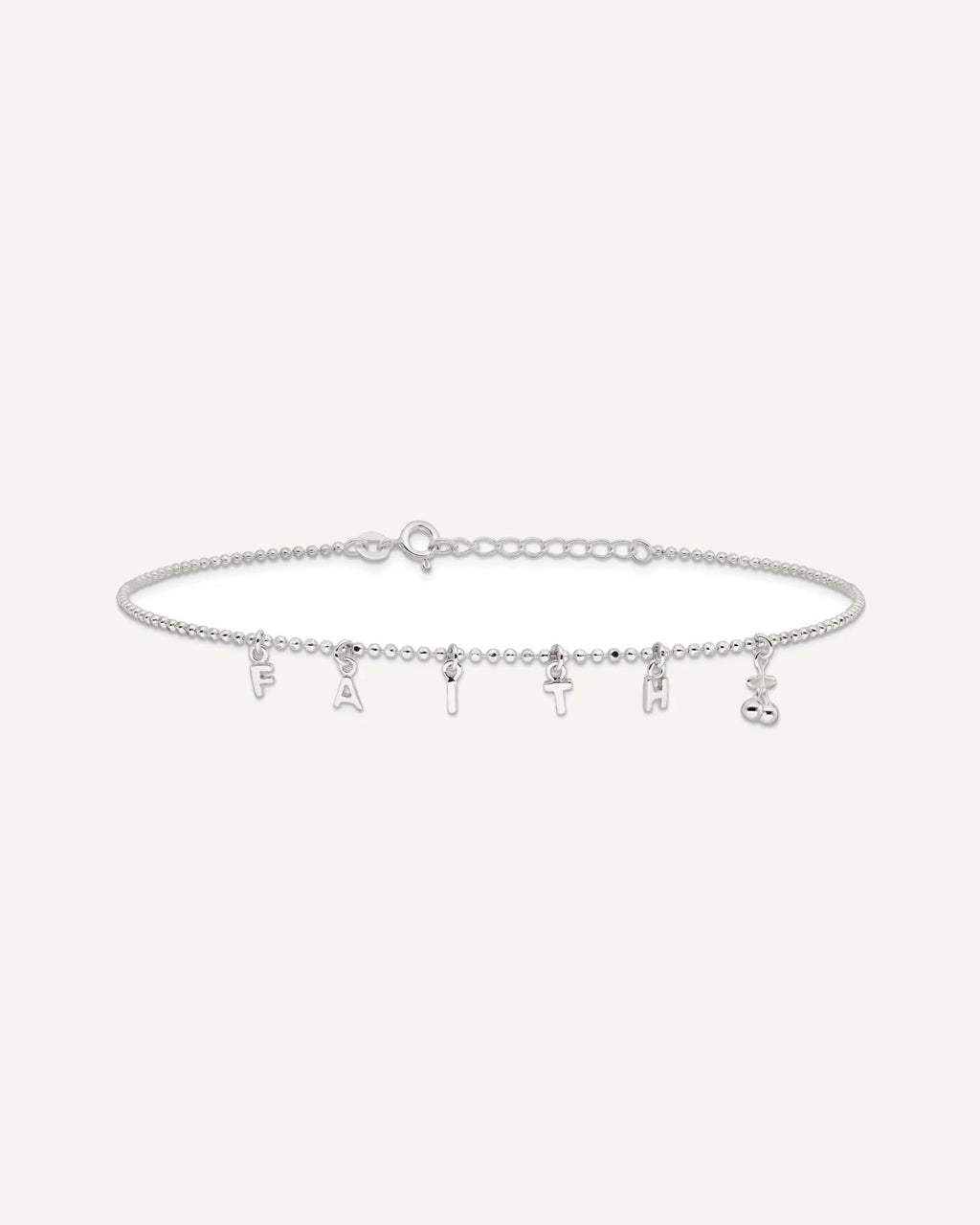 Sterling Silver FAITH Letters 10 inch Plus 1 inch Extender - Total 11 inch Anklet – View 4