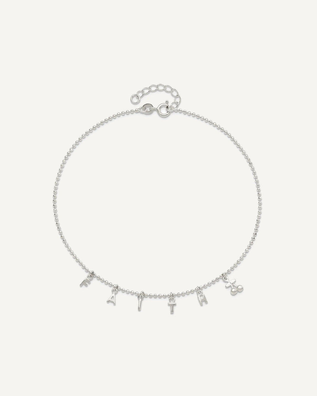 Sterling Silver FAITH Letters 10 inch Plus 1 inch Extender - Total 11 inch Anklet – View 5