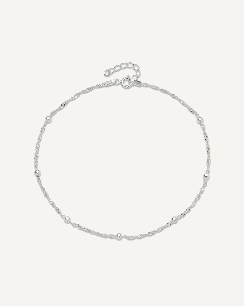Sterling Silver Bead 7-Station 10 inch Plus 1 inch Extender - Total 11 inch Anklet – View 5