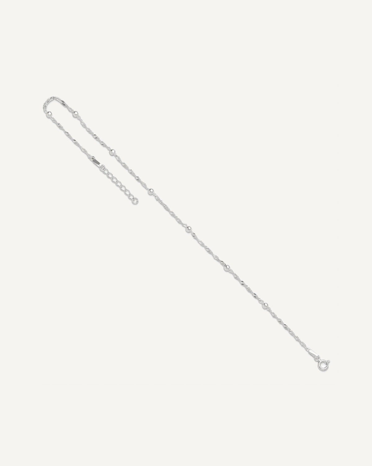 Sterling Silver Bead 7-Station 10 inch Plus 1 inch Extender - Total 11 inch Anklet – View 7
