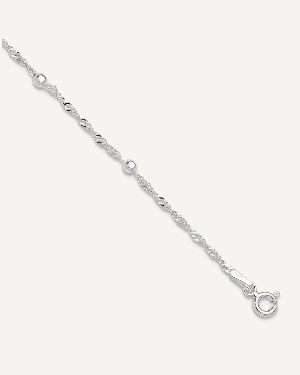 Sterling Silver Bead 7-Station 10 inch Plus 1 inch Extender - Total 11 inch Anklet – View 1