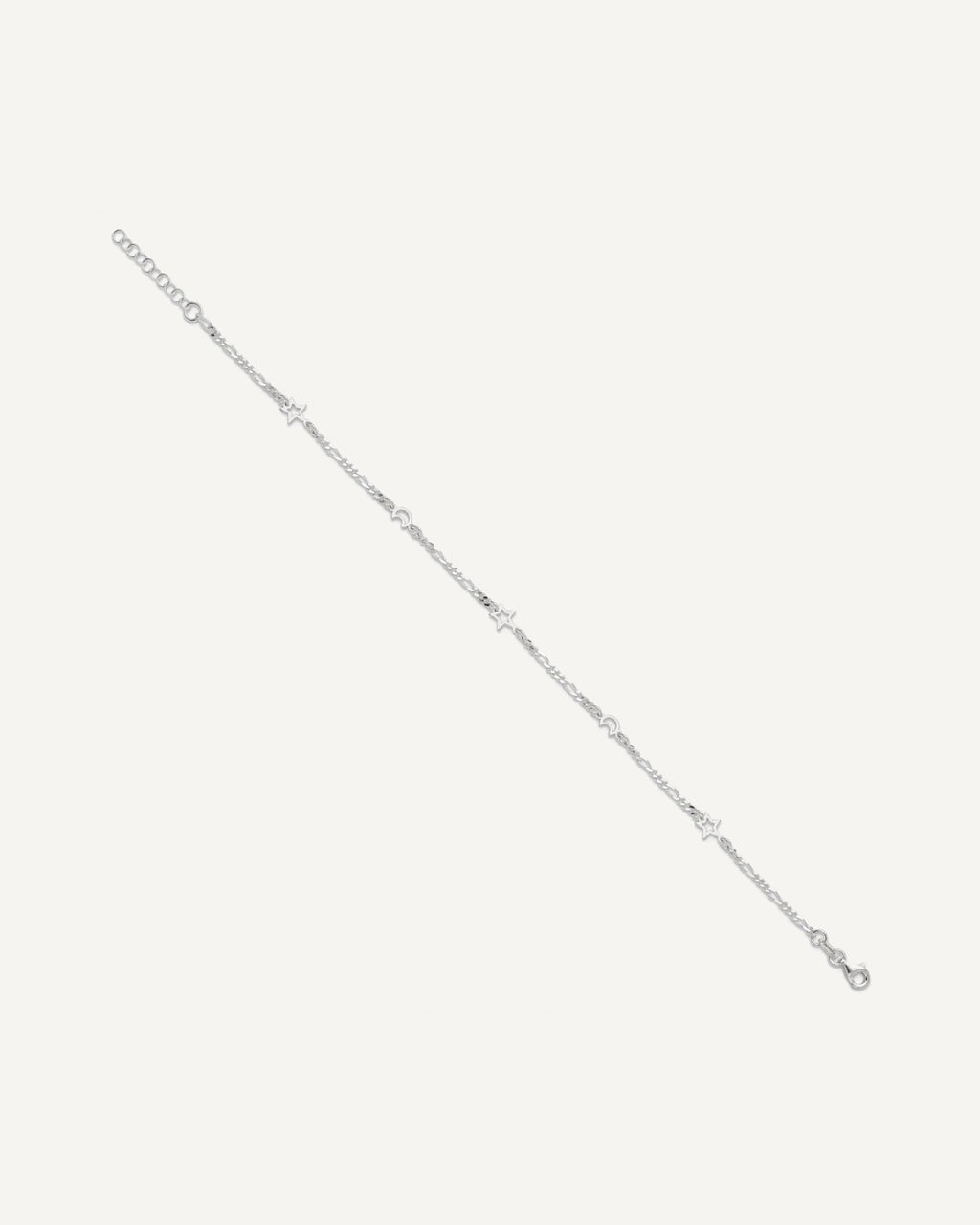 Sterling Silver Moon and Star 9 inch Plus 1 inch Extender - Total 10 inch Anklet – View 2