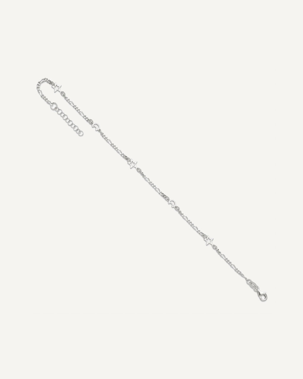 Sterling Silver Moon and Star 9 inch Plus 1 inch Extender - Total 10 inch Anklet – View 7