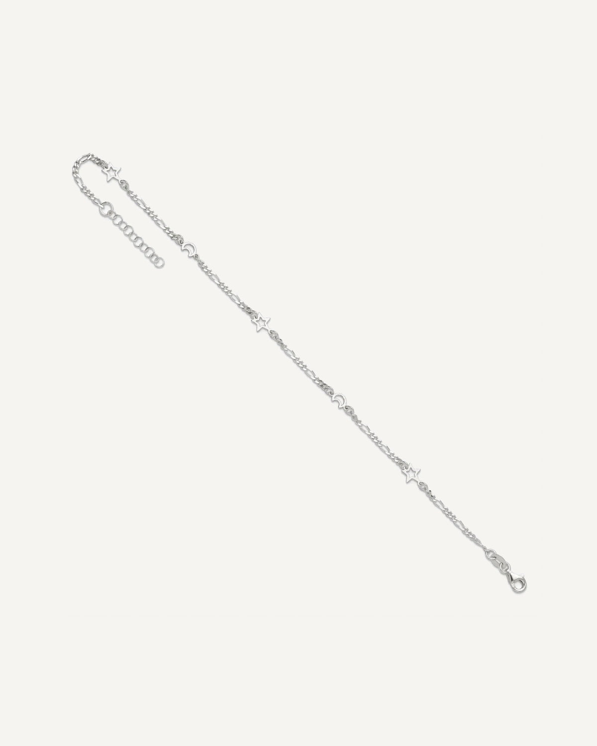 Sterling Silver Moon and Star 9 inch Plus 1 inch Extender - Total 10 inch Anklet – View 7
