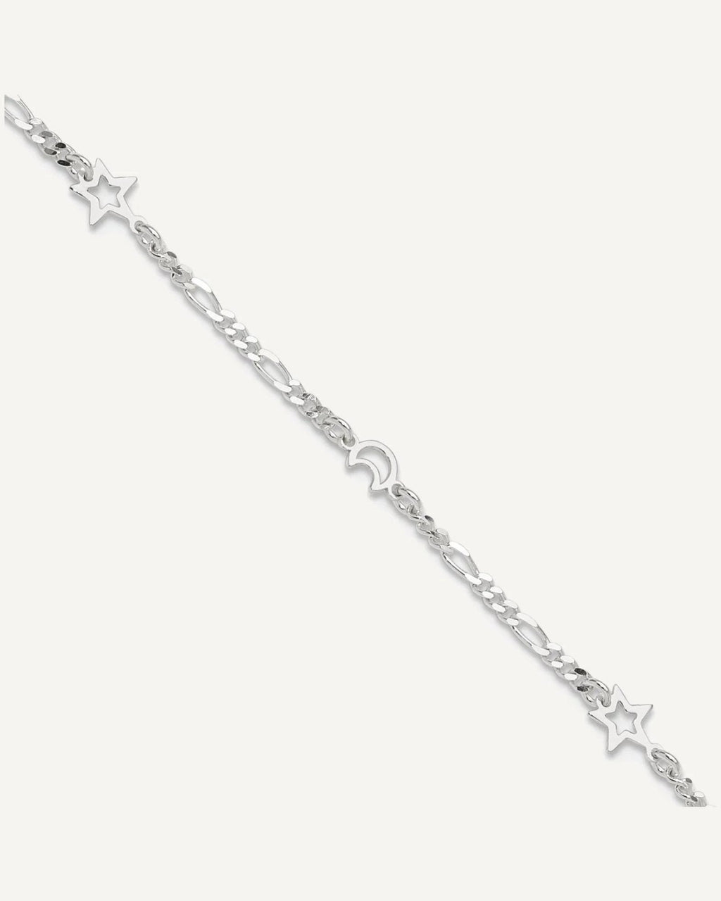 Sterling Silver Moon and Star 9 inch Plus 1 inch Extender - Total 10 inch Anklet – View 1