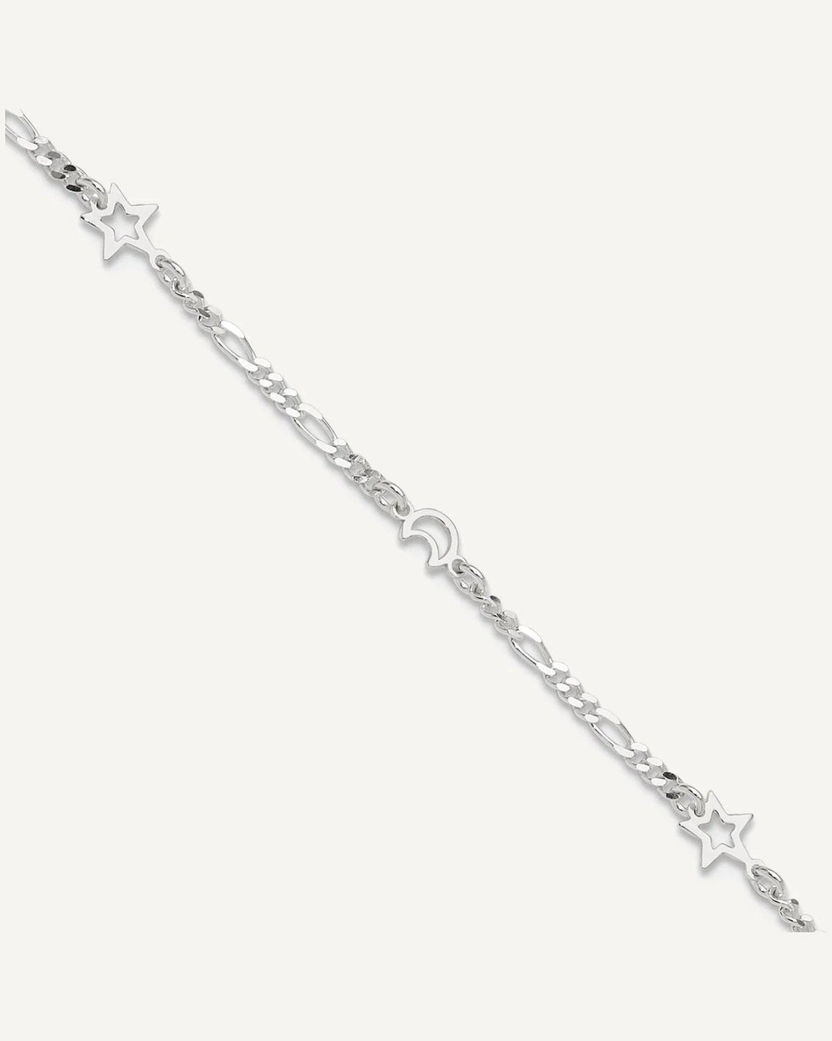 Sterling Silver Moon and Star 9 inch Plus 1 inch Extender - Total 10 inch Anklet – View 1