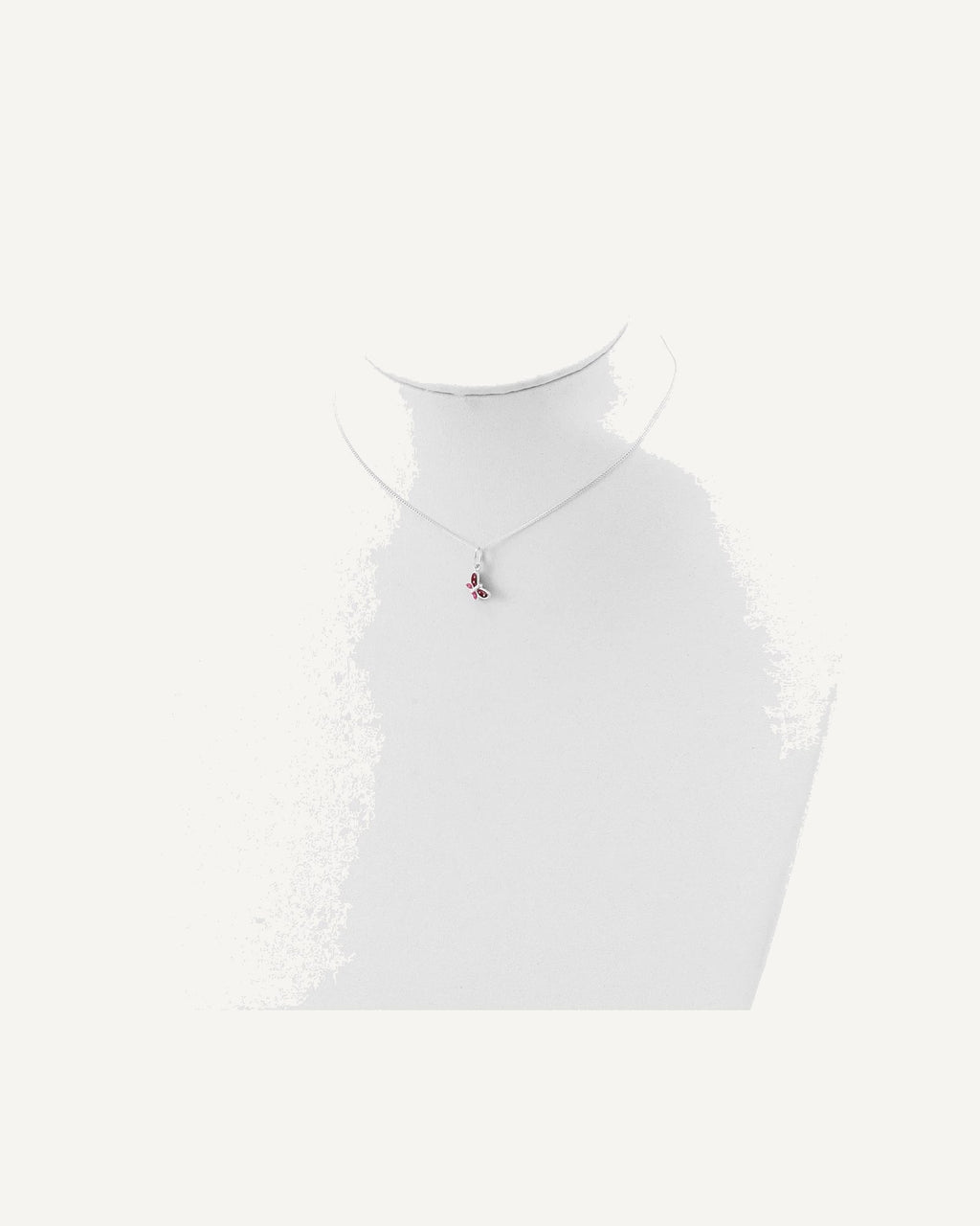 Sterling Silver Polished Pink, Red and White Enameled Petite Butterfly 14 Inch Necklace – View 4