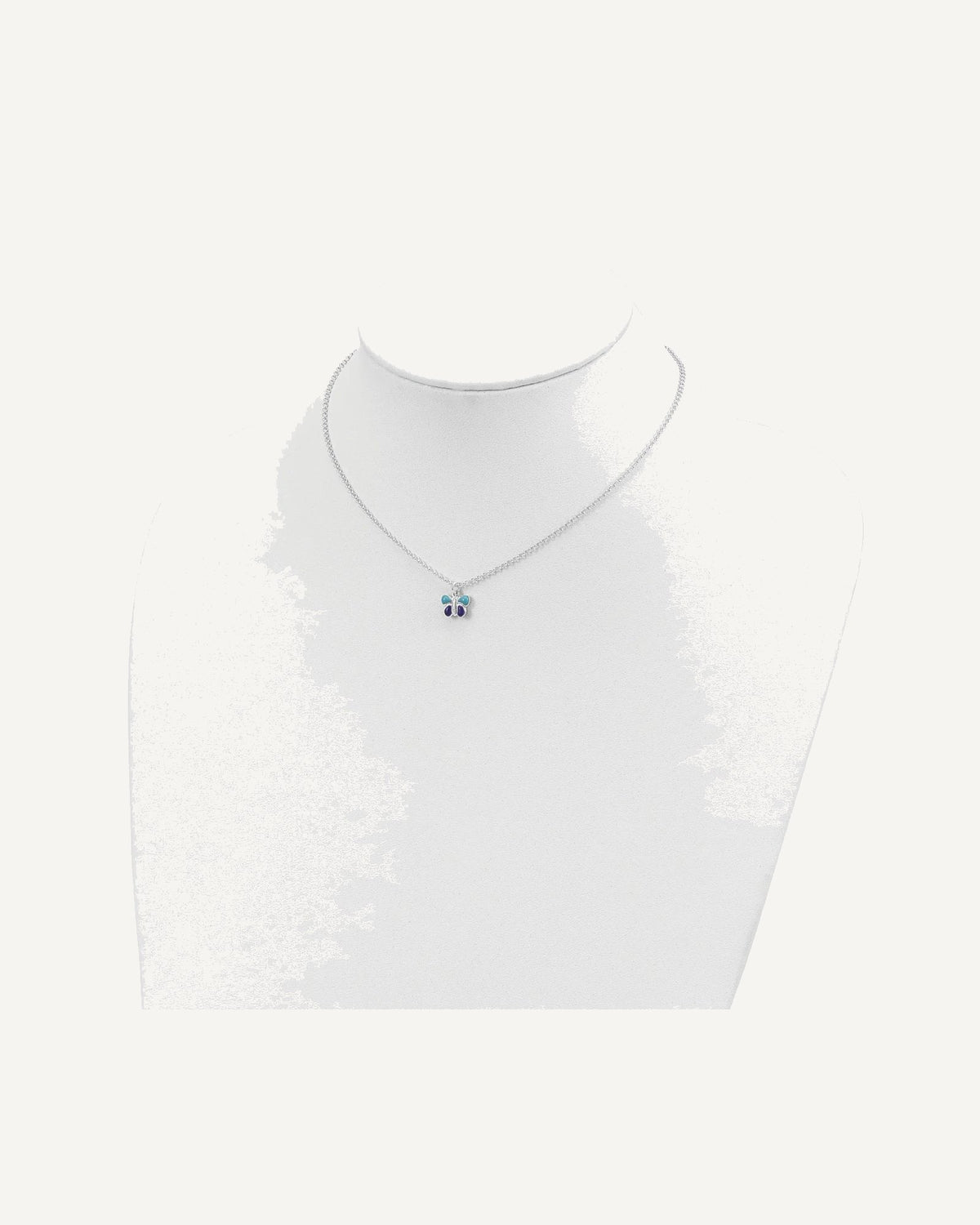 Sterling Silver Polished Blue and Purple Enameled Petite Butterfly 15 Inch with 1.5 Inch Extension Necklace – View 4