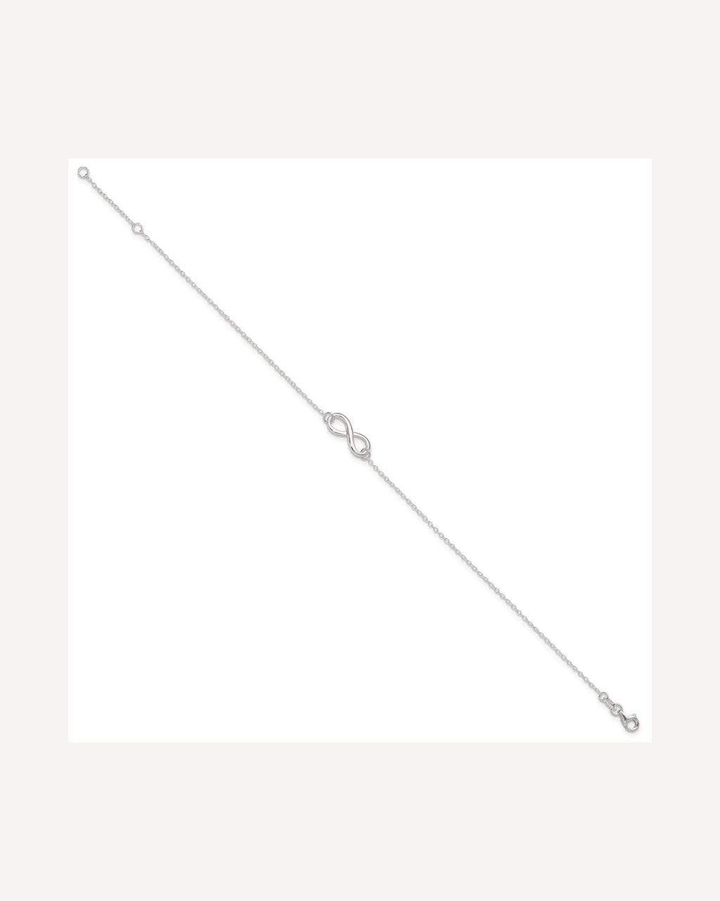 Sterling Silver Infinity 9 inch Plus 1 inch Extender - Total 10 inch Anklet – View 2