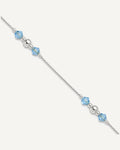 Sterling Silver Bead and Blue CZ 9 inch Plus 1 inch Extender - Total 10 inch Anklet – View 1