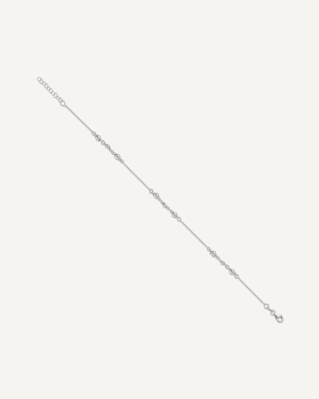 Sterling Silver Beaded 9 inch Plus 1 inch Extender - Total 10 inch Anklet – View 2