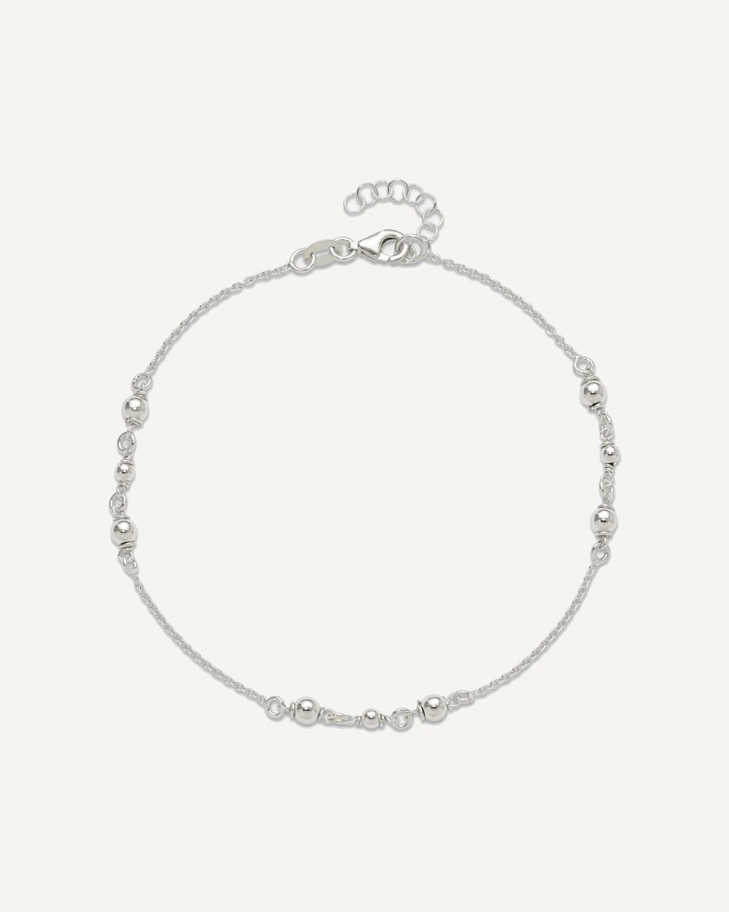 Sterling Silver Beaded 9 inch Plus 1 inch Extender - Total 10 inch Anklet – View 4