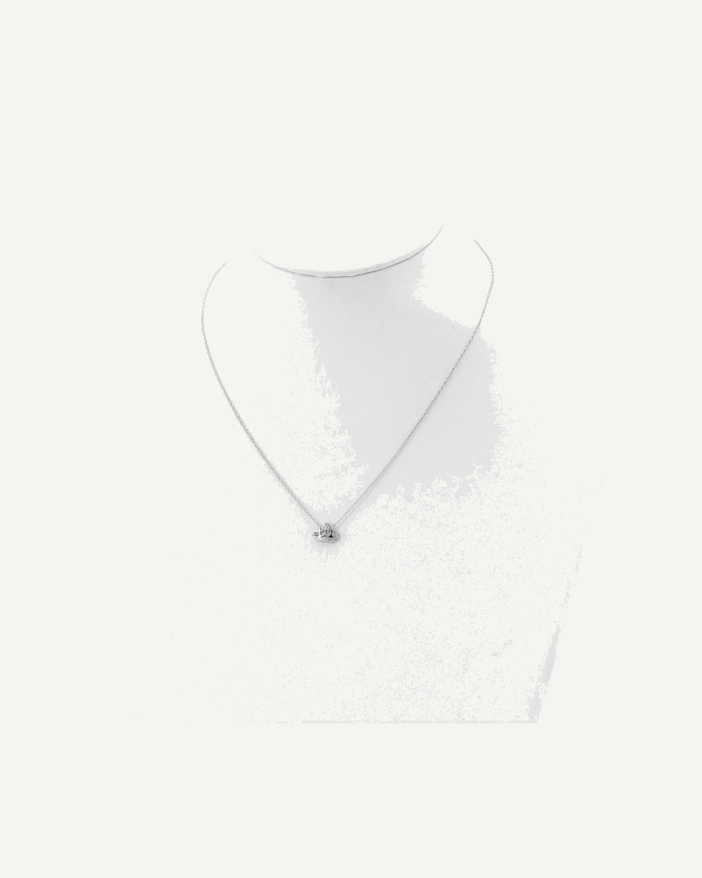 Sterling Silver Rhodium-plated Polished and Beaded CZ Crown 16 Inch with 2 Inch Extension Necklace – View 4