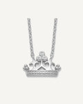 Sterling Silver Rhodium-plated Polished and Beaded CZ Crown 16 Inch with 2 Inch Extension Necklace – View 1