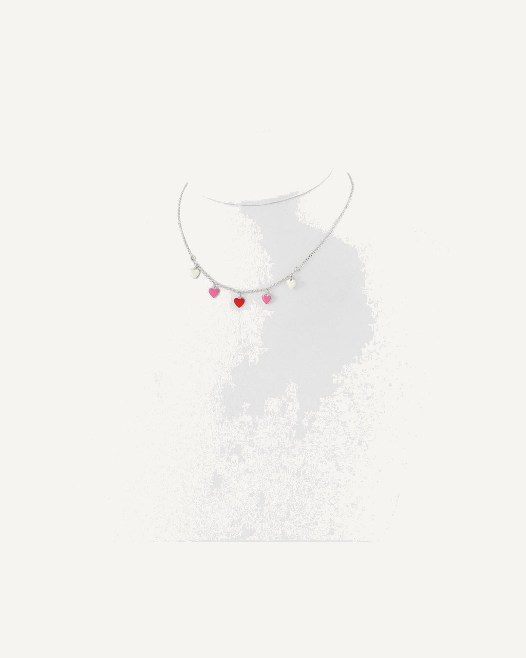 Sterling Silver Polished Pink/Red/White Enamel Heart 14 Inch Necklace – View 4