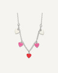 Sterling Silver Polished Pink/Red/White Enamel Heart 14 Inch Necklace – View 1