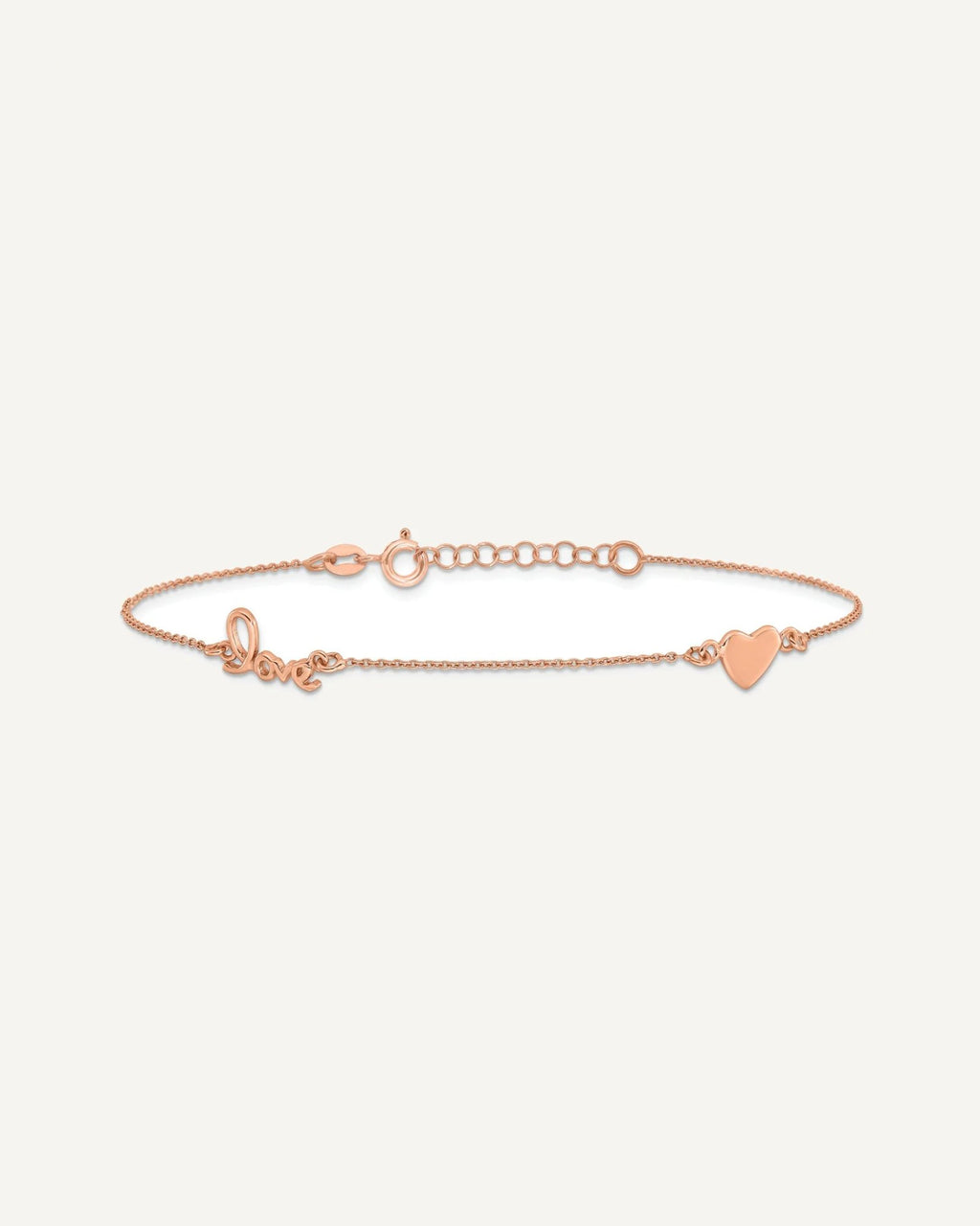 Sterling Silver Rose-tone Heart/LOVE Script 9 inch Plus 1 inch Extender - Total 10 inch Anklet – View 3