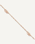 Sterling Silver Rose-tone Interlocked Hearts 9 inch Plus 1 inch Extender - Total 10 inch Anklet – View 1