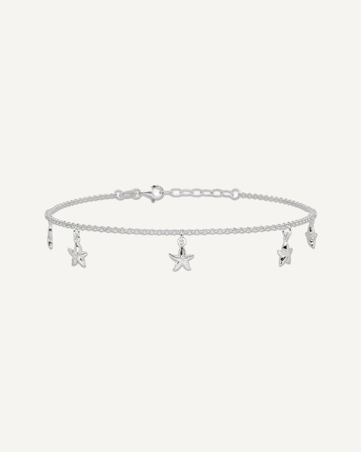 Sterling Silver Starfish Dangles 10 inch Plus 1 inch Extender - Total 11 inch Anklet – View 3