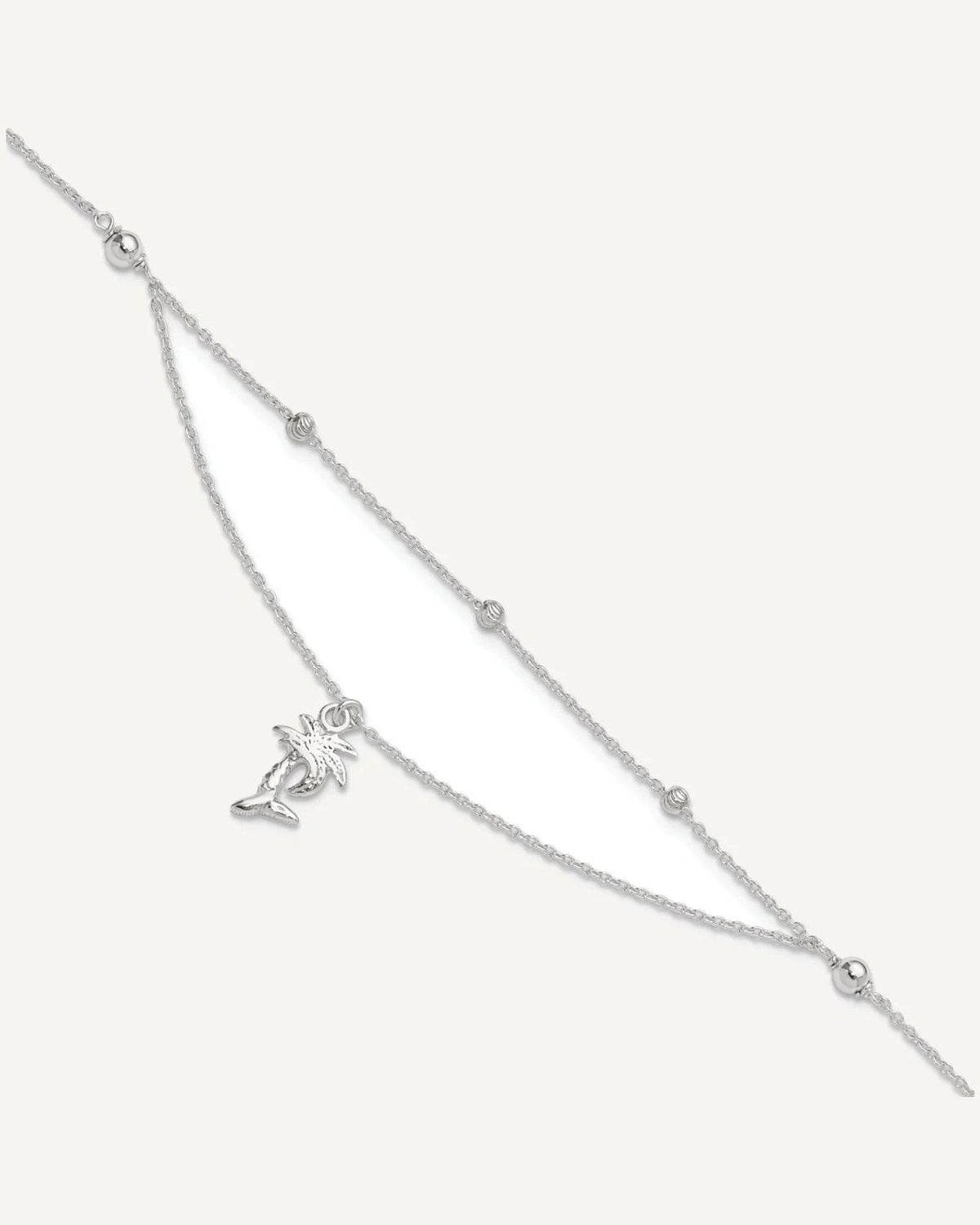 Sterling Silver Palm Tree 2-Strand 9 inch Plus 1 inch Extender - Total 10 inch Anklet – View 1