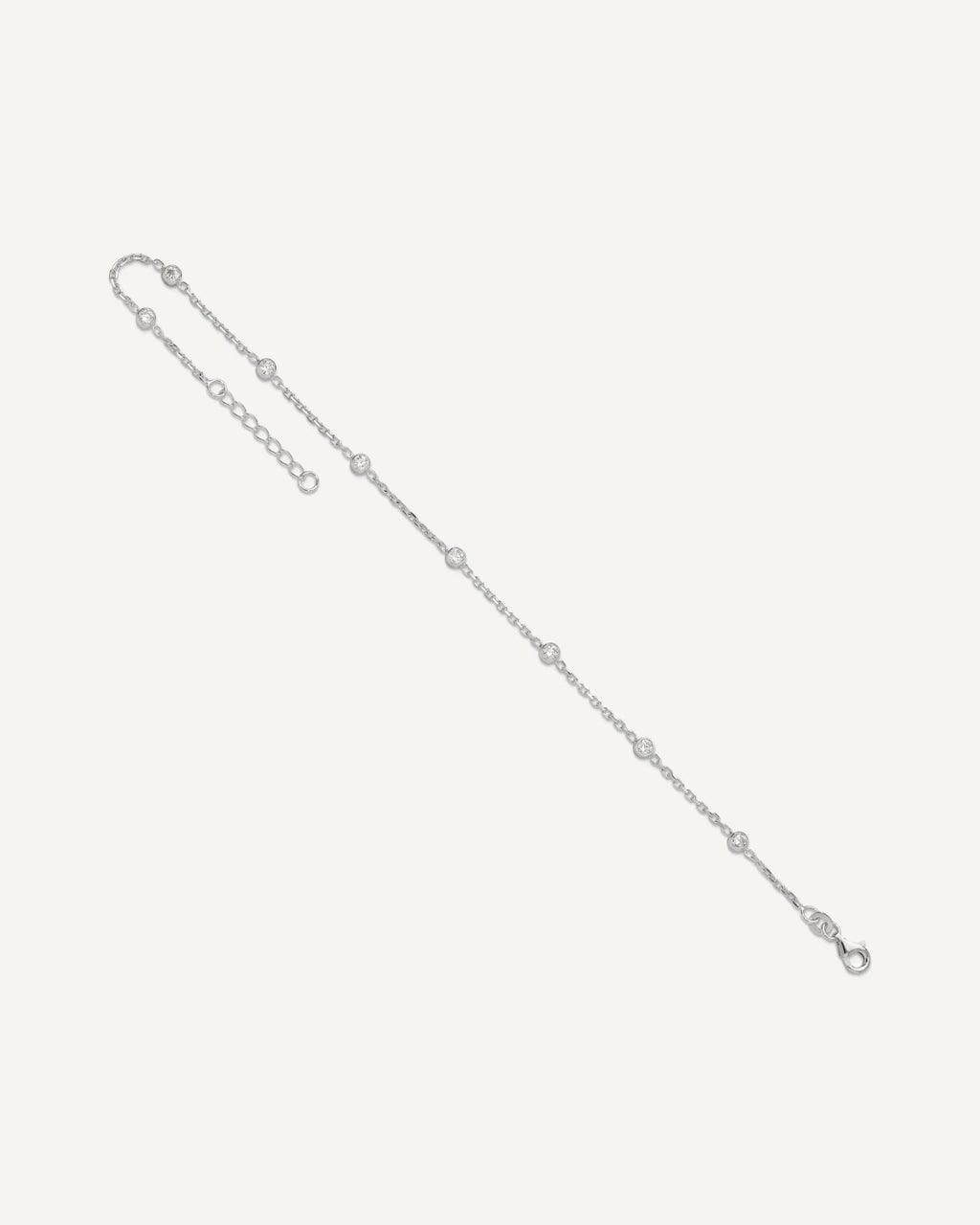 Sterling Silver Bezel CZ 8-Station 8.75 inch Plus 1 inch extender - Total 9.75 inch Anklet – View 5