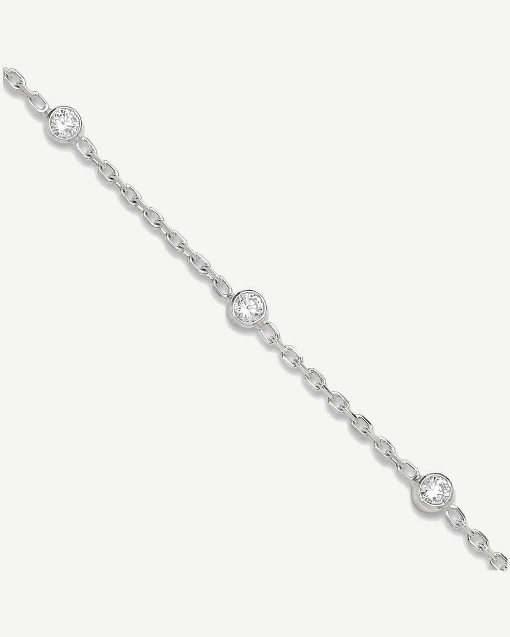 Sterling Silver Bezel CZ 8-Station 8.75 inch Plus 1 inch extender - Total 9.75 inch Anklet – View 1