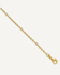 Sterling Silver Gold-tone Bezel CZ 8-Station 10 inch Plus 1 inch Extender - Total 11 inch Anklet – View 1