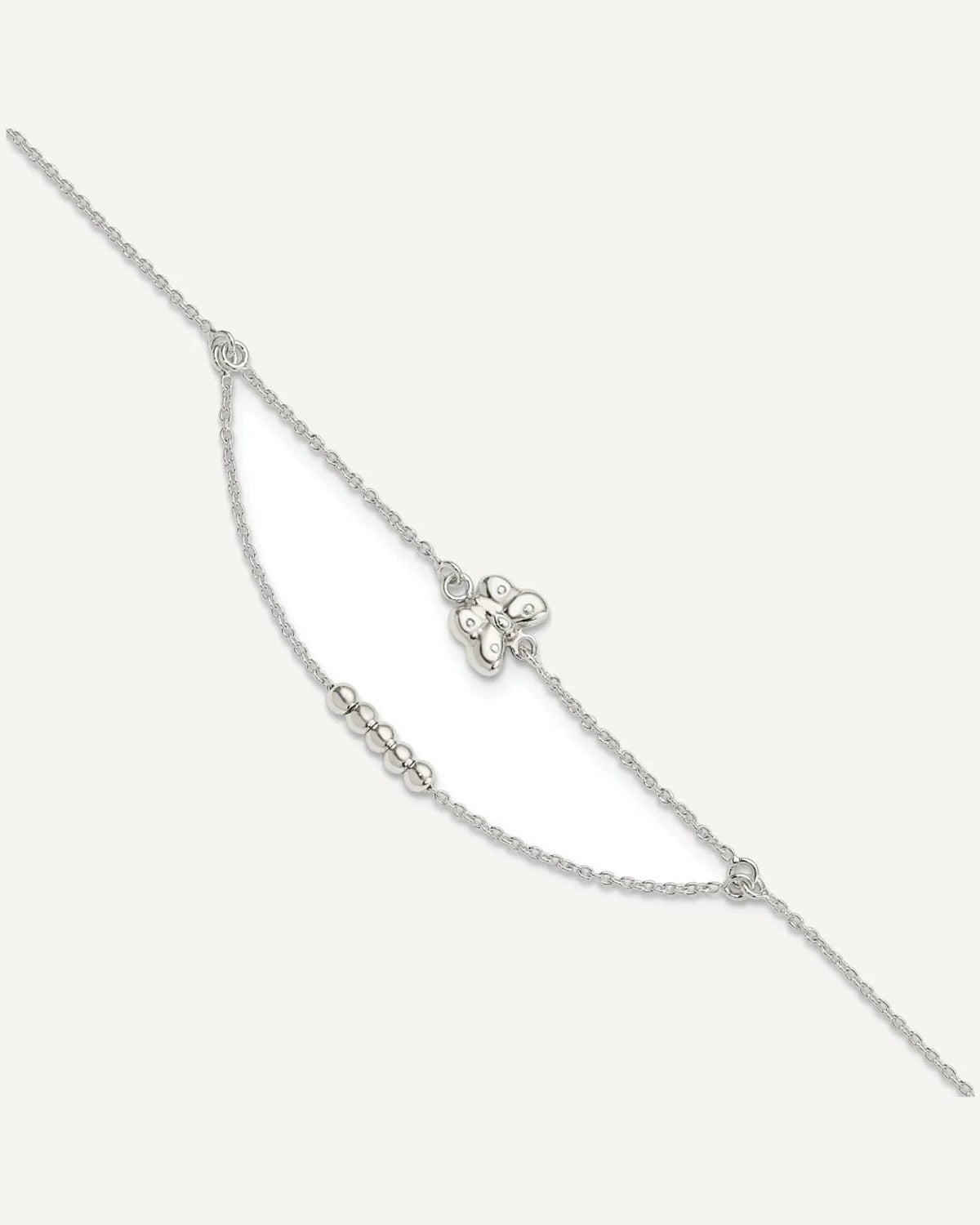 Sterling Silver Butterfly and Beads 2-Strand 9 inch Plus 1 inch Extender - Total 10 inch Anklet – View 1