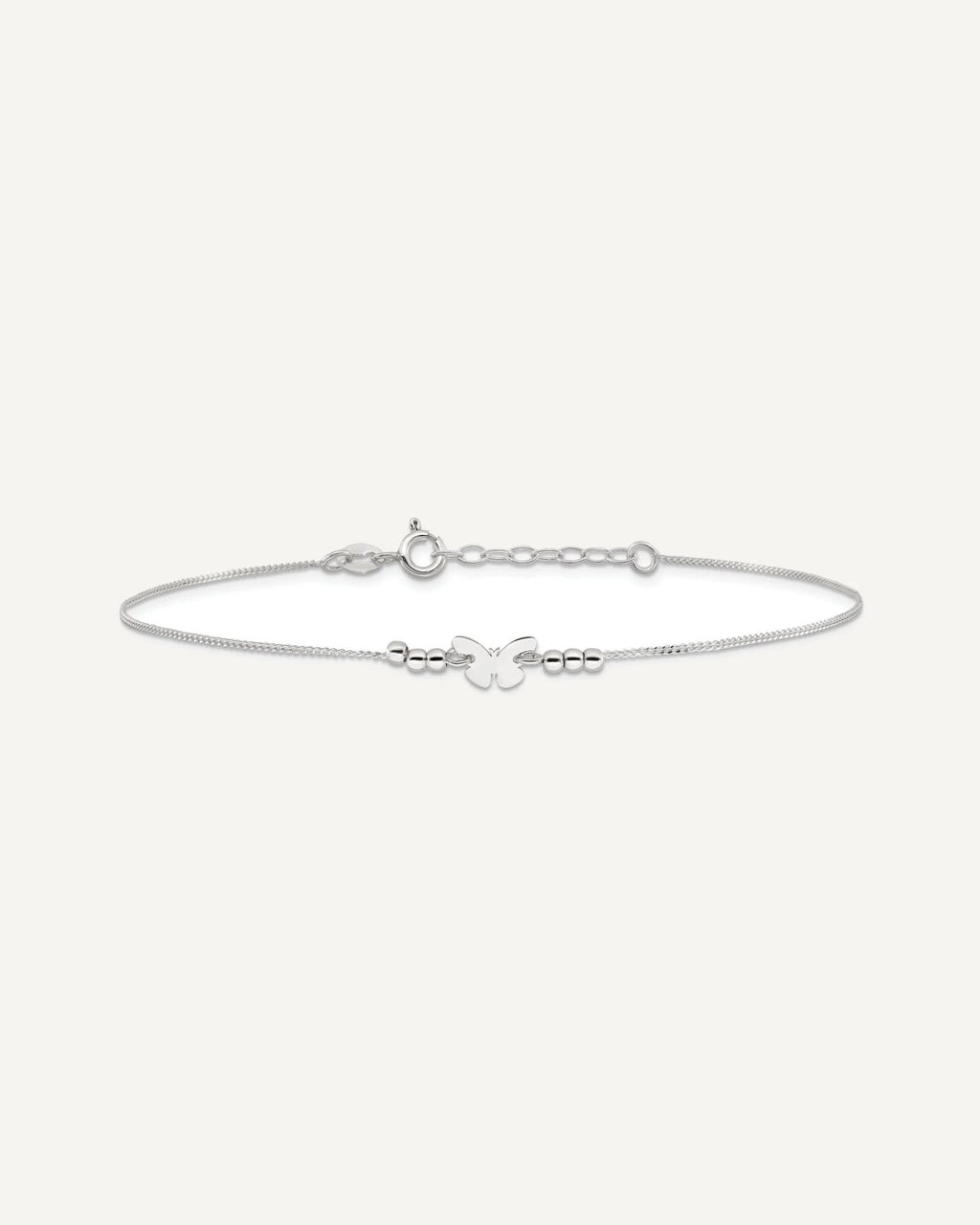Sterling Silver Butterfly 9 inch Plus 1 inch Extender - Total 10 inch Anklet – View 3