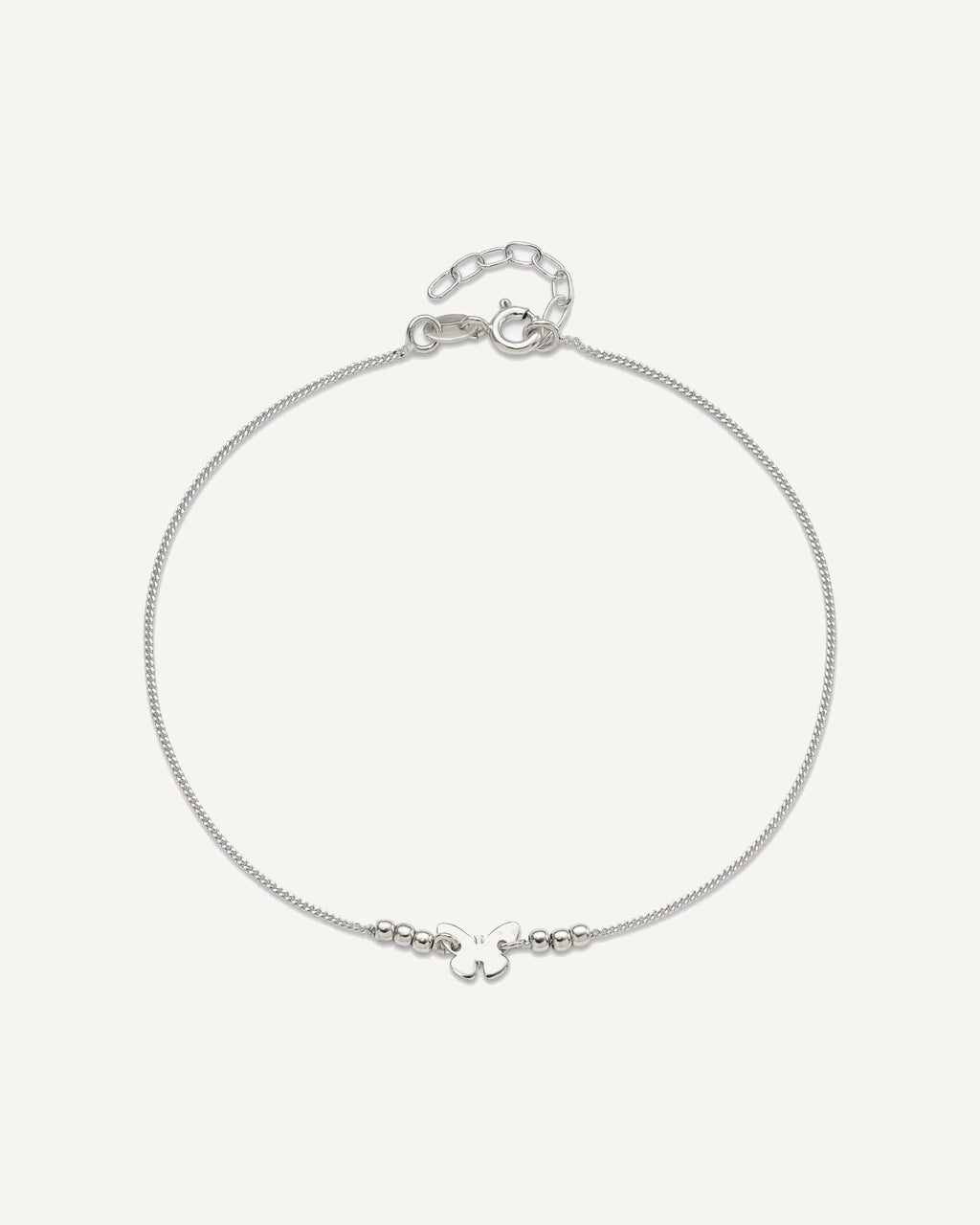 Sterling Silver Butterfly 9 inch Plus 1 inch Extender - Total 10 inch Anklet – View 4