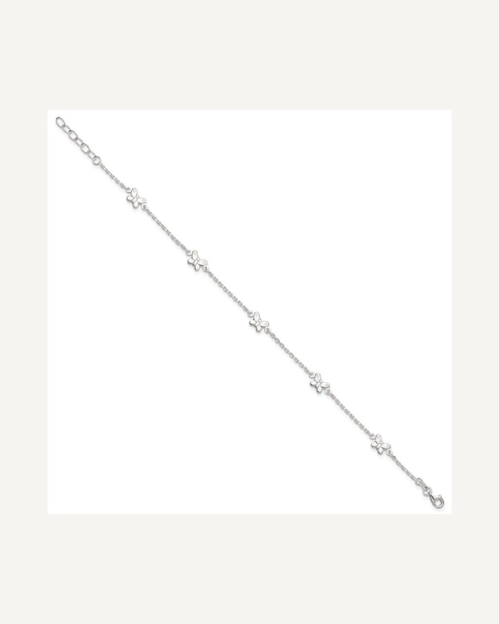 Sterling Silver Butterflies 9 inch Plus 1 inch Extender - Total 10 inch Anklet – View 2