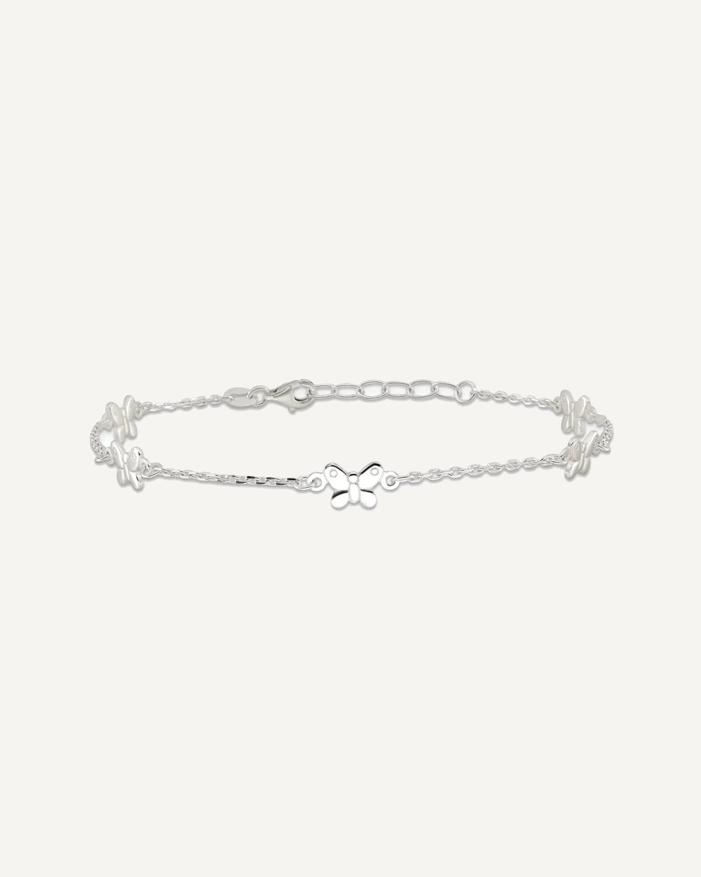 Sterling Silver Butterflies 9 inch Plus 1 inch Extender - Total 10 inch Anklet – View 3