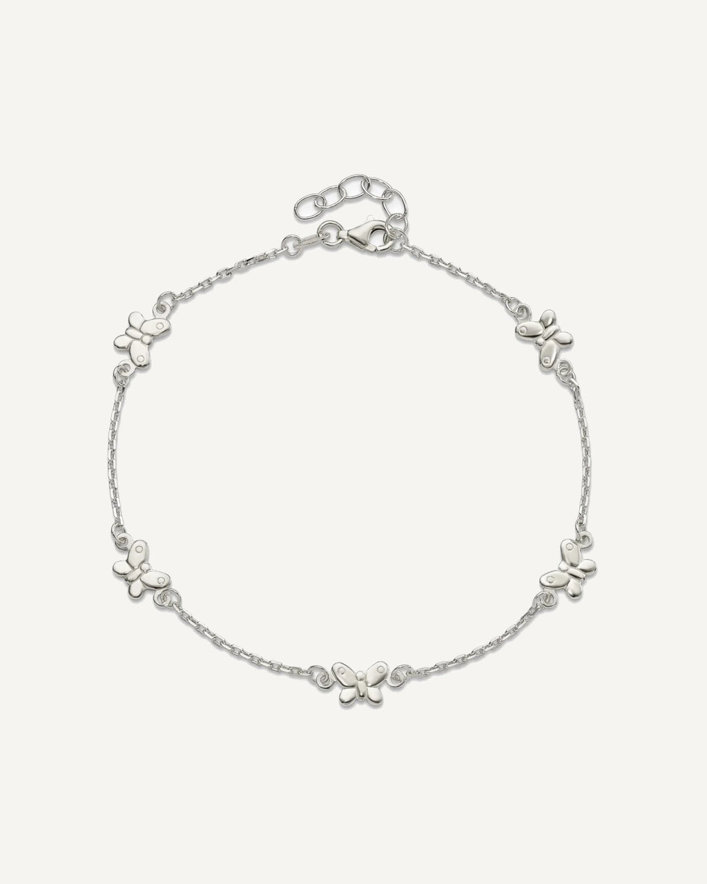 Sterling Silver Butterflies 9 inch Plus 1 inch Extender - Total 10 inch Anklet – View 4