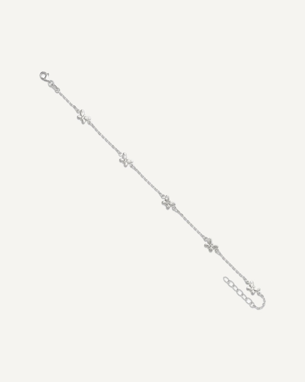 Sterling Silver Butterflies 9 inch Plus 1 inch Extender - Total 10 inch Anklet – View 5