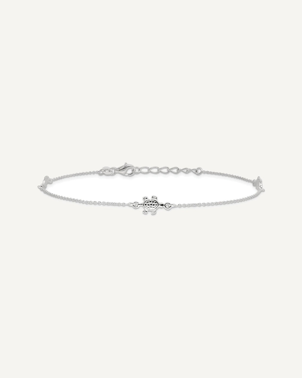 Sterling Silver Turtle 3-Station 9 inch Plus 1 inch Extender - Total 10 inch Anklet – View 3