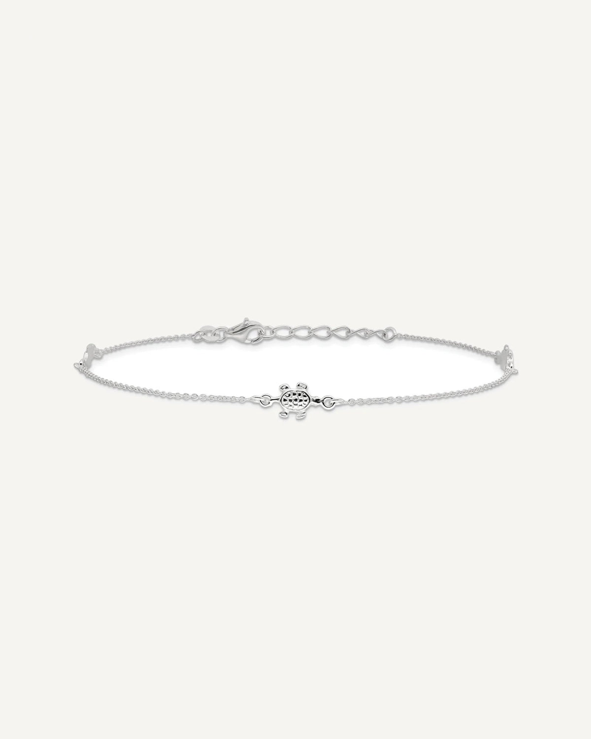 Sterling Silver Turtle 3-Station 9 inch Plus 1 inch Extender - Total 10 inch Anklet – View 3
