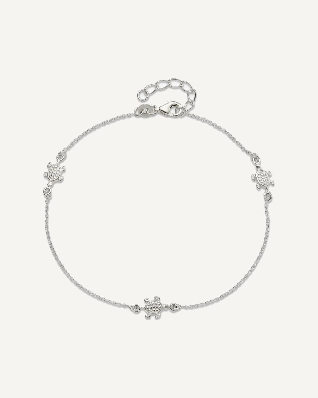Sterling Silver Turtle 3-Station 9 inch Plus 1 inch Extender - Total 10 inch Anklet – View 4