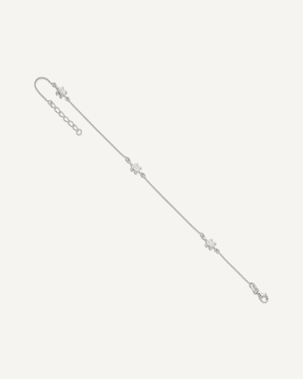 Sterling Silver Turtle 3-Station 9 inch Plus 1 inch Extender - Total 10 inch Anklet – View 5