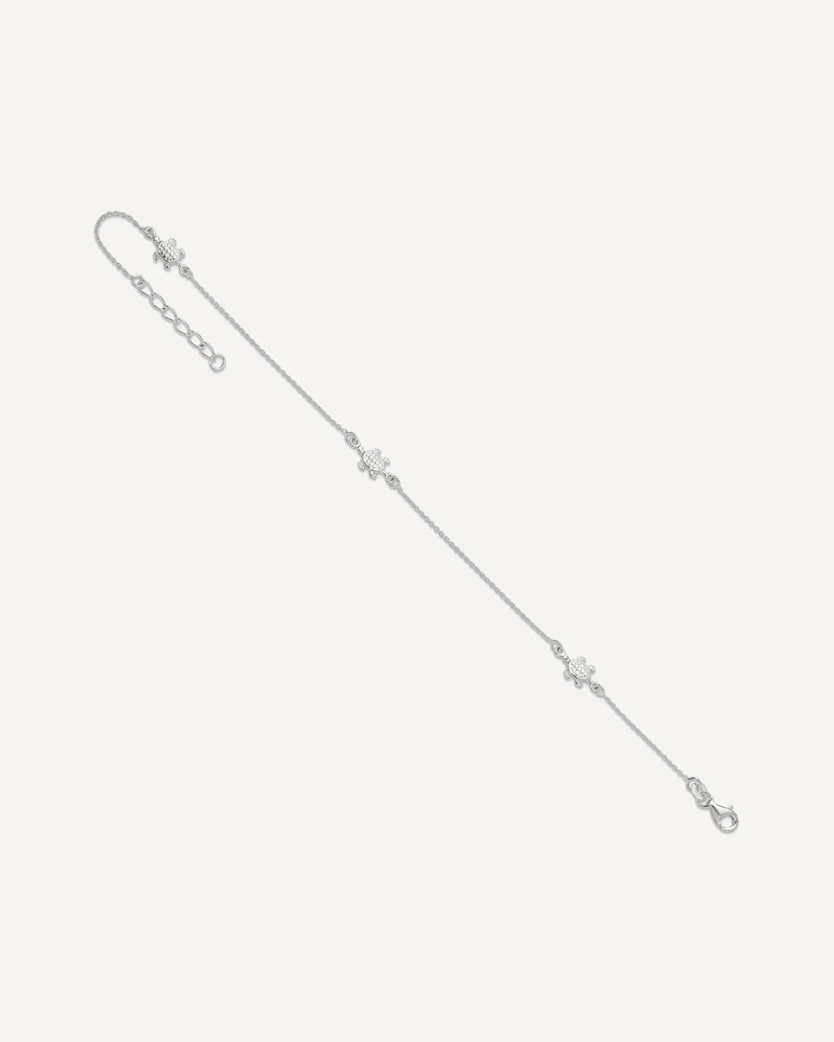 Sterling Silver Turtle 3-Station 9 inch Plus 1 inch Extender - Total 10 inch Anklet – View 5