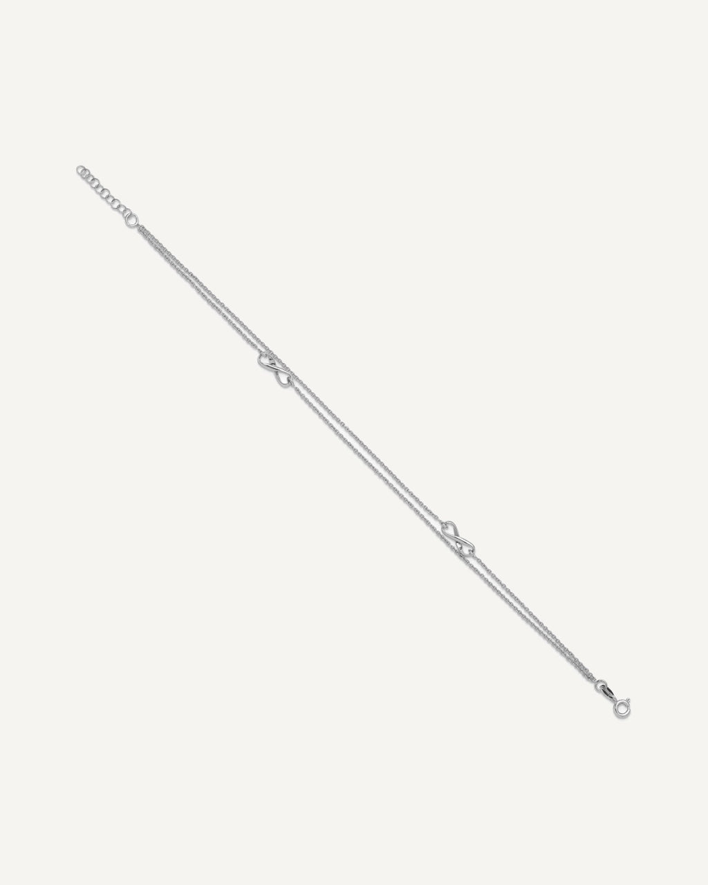 Sterling Silver Rhodium-plated 2-Strand Infinity 9 inch Plus 1 inch Extender - Total 10 inch Anklet – View 2