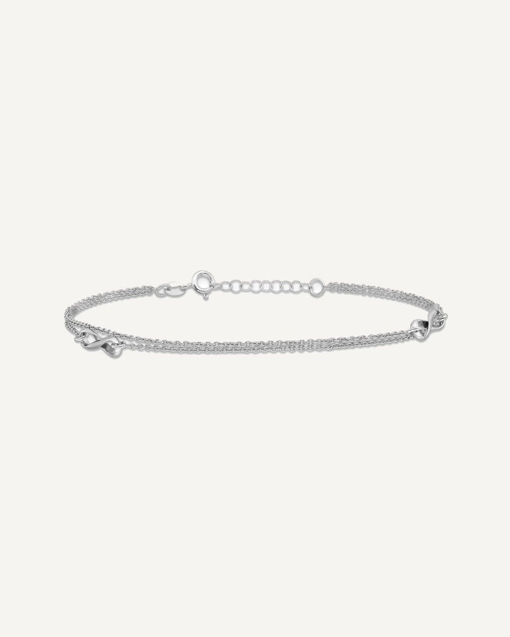 Sterling Silver Rhodium-plated 2-Strand Infinity 9 inch Plus 1 inch Extender - Total 10 inch Anklet – View 3